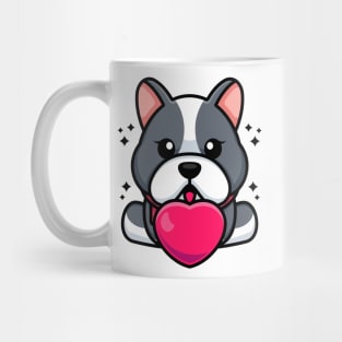 Cute baby bulldog cartoon with love Mug